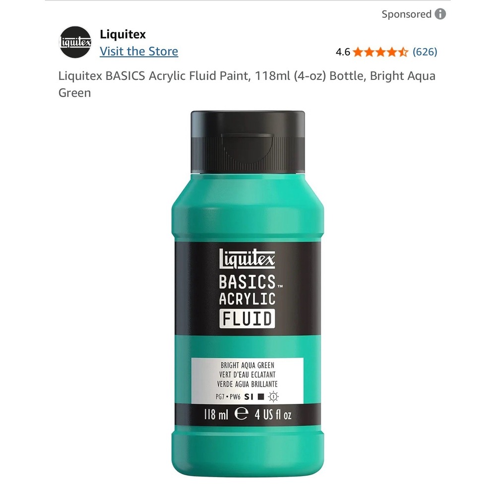 liquitex basics acrylic Fluid Bright Aqua Green